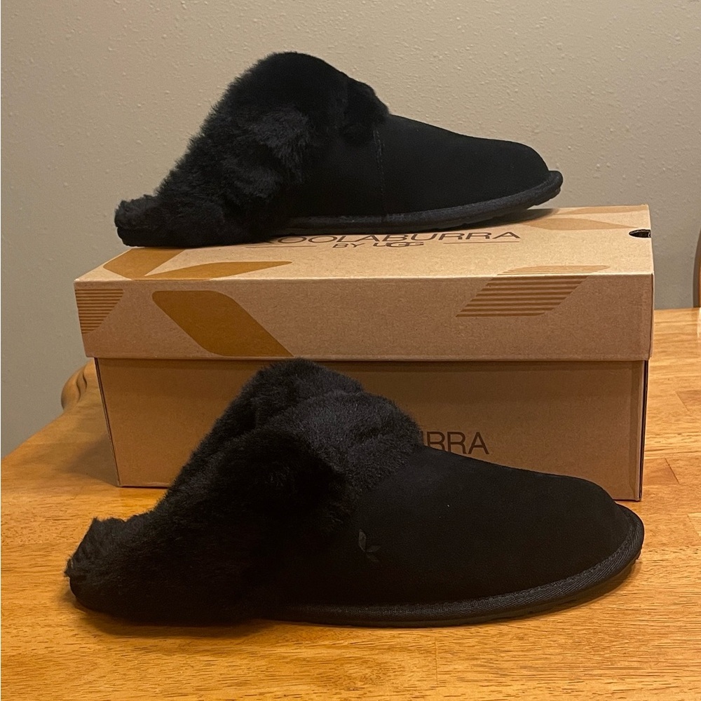New in Box Koolaburra Sz 6 Women's UGG Black Milo Fuzzy Slippers
